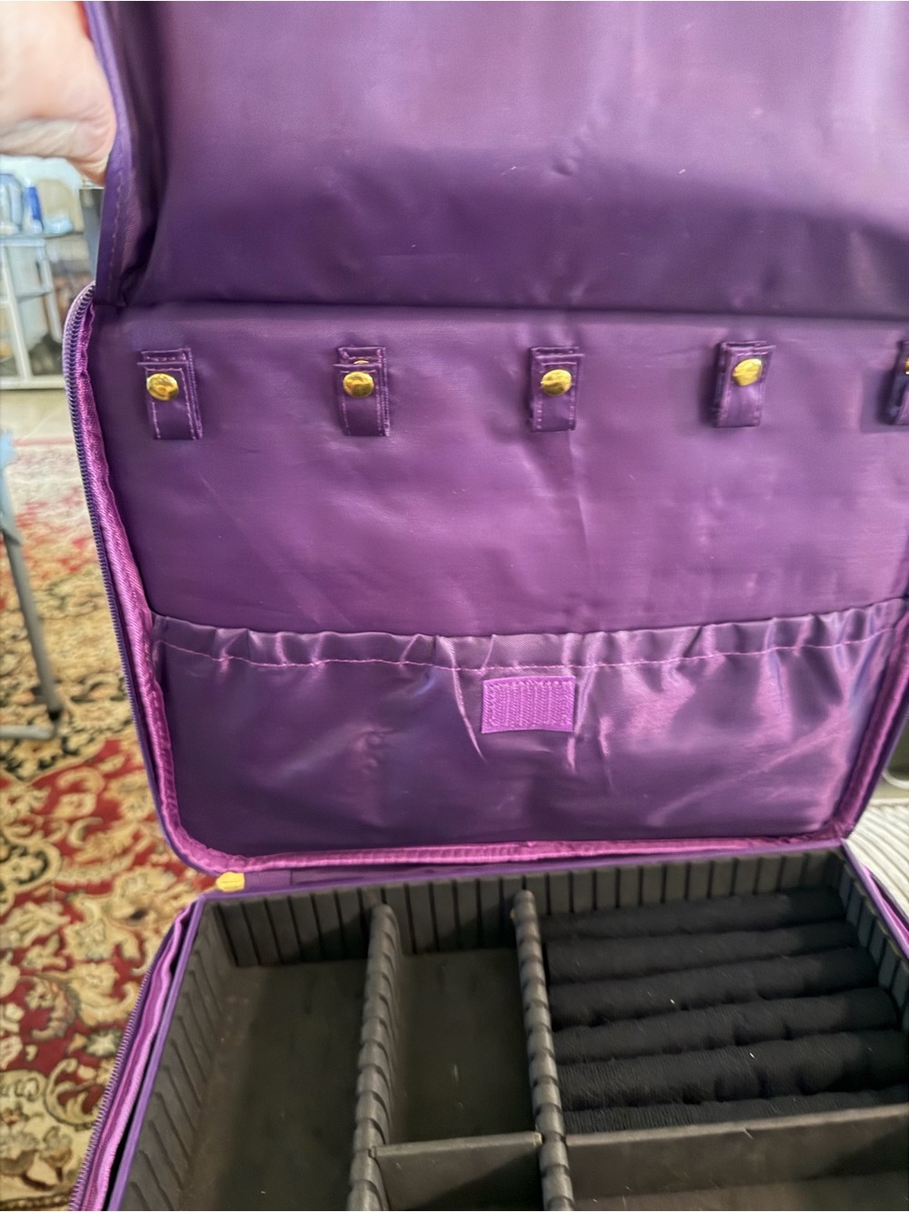 Source Unknown Purple Travel Jewelry Organizer Case with Ring & Earring Storage